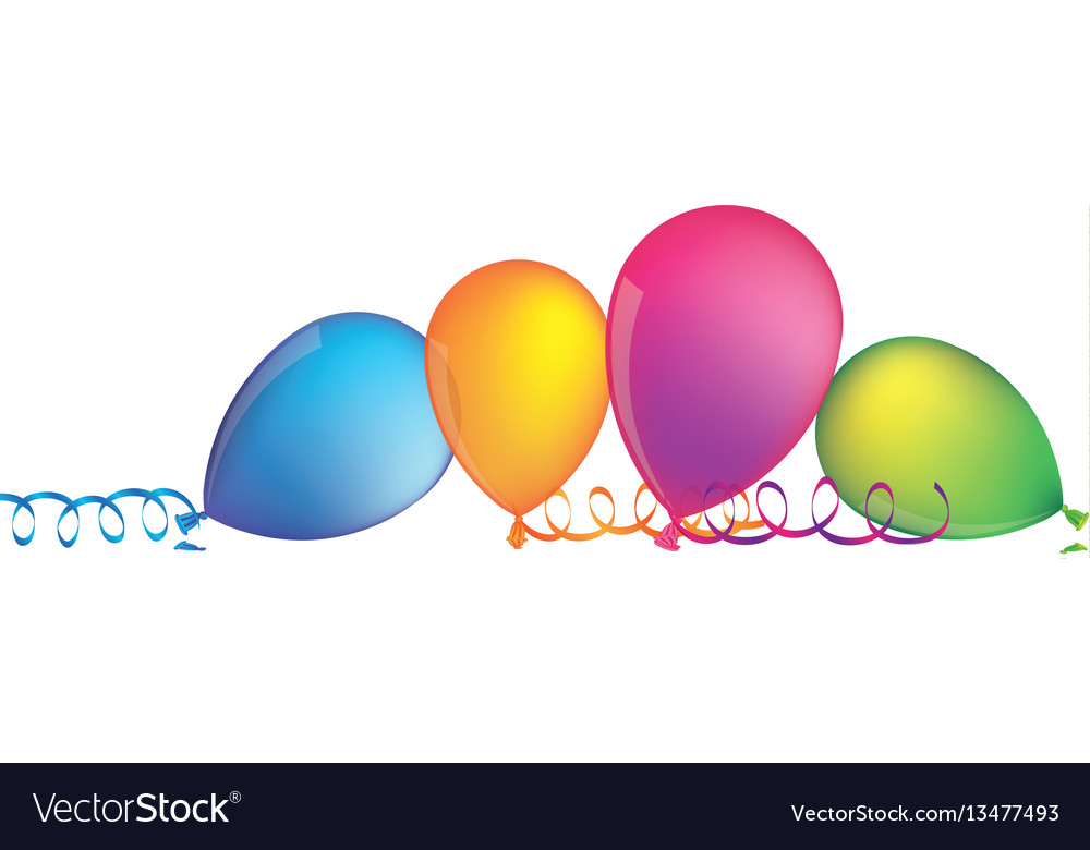 Multicolored Balloons With Serpentine On Floor Vector Image