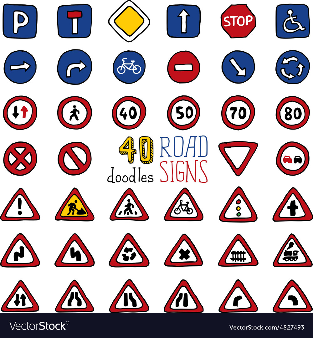 Road Doodle Set - Traffic Icons