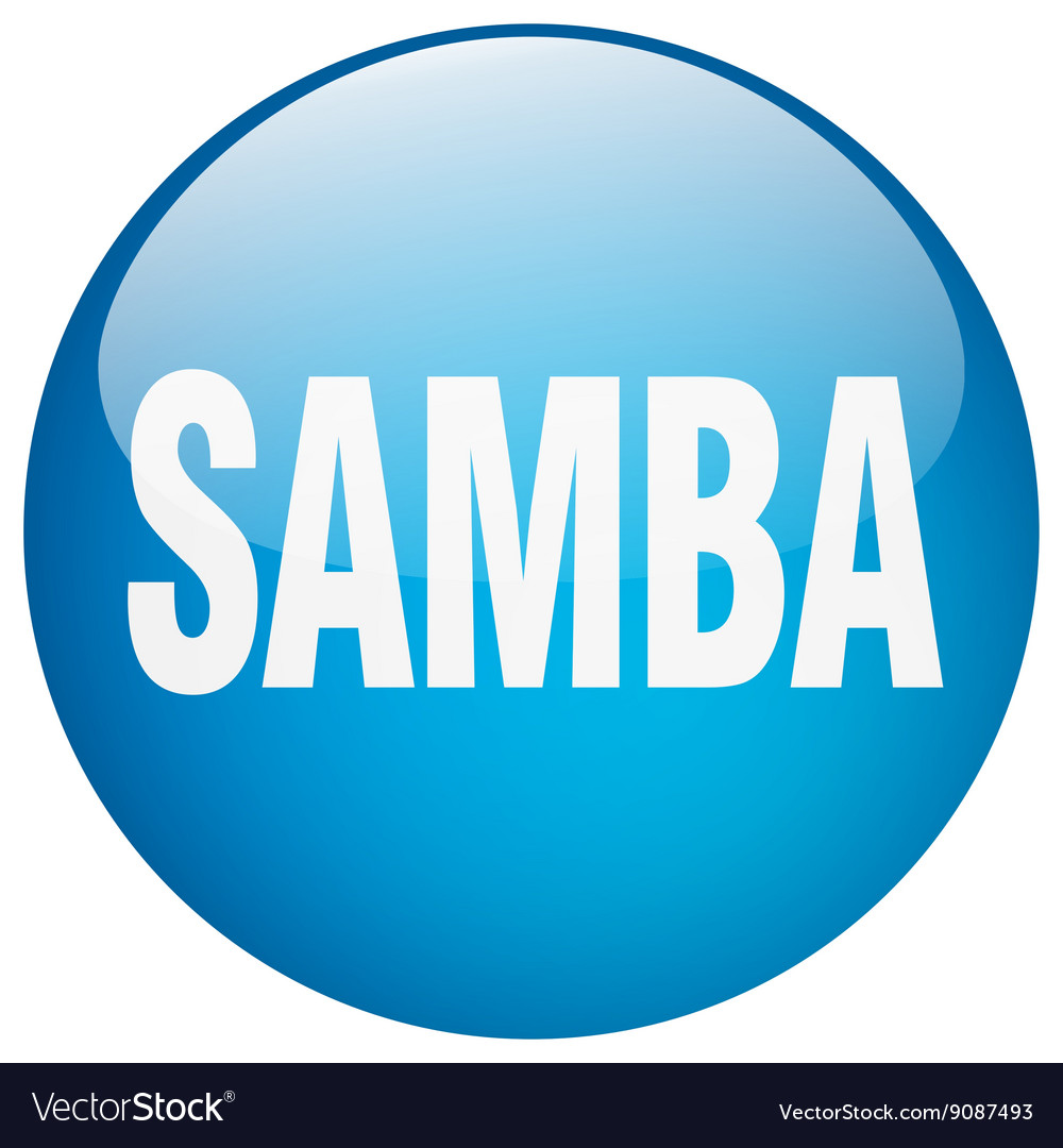 Samba blue round gel isolated push button
