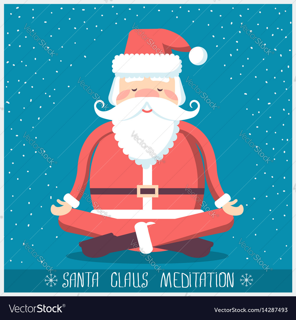 Santa claus doing yoga meditation christmas Vector Image