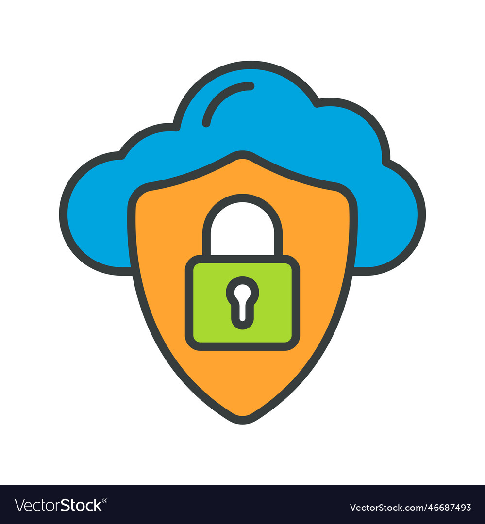 Secure cloud fill outline icons simple s