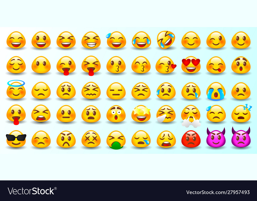 Set emoticons set emoji Royalty Free Vector Image