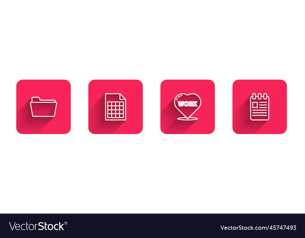 Set line document folder file heart vector image Set line document folder file heart