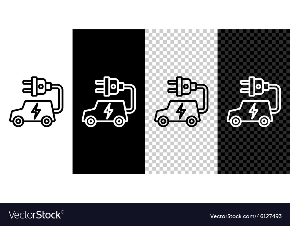 Set line electric car and electrical cable plug