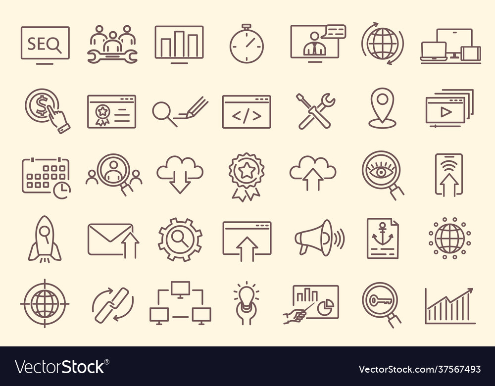 Set outline web icons - search engine Vector Image Set outline web icons - search engine