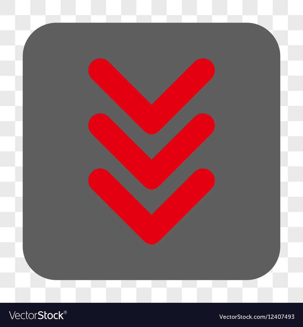 Triple arrowhead down rounded square button
