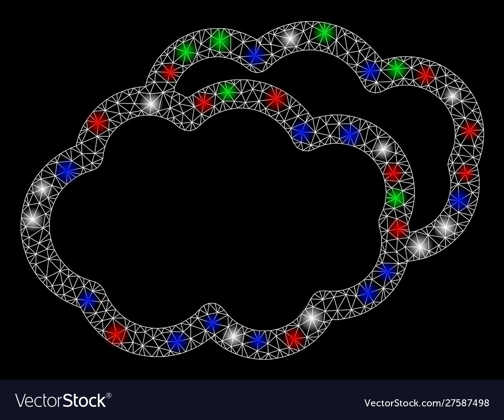 Bright mesh network clouds with flash spots vector image Bright mesh network clouds with flash spots