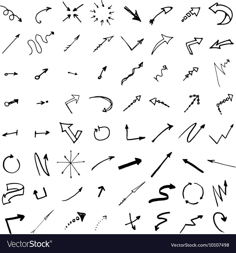 Doodle ink hand drawn pointers arrows and other