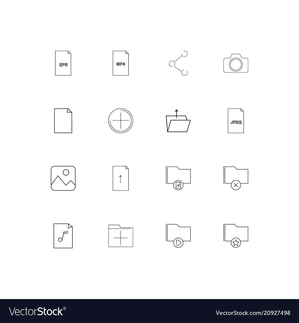 Files and folders sign linear thin icons set