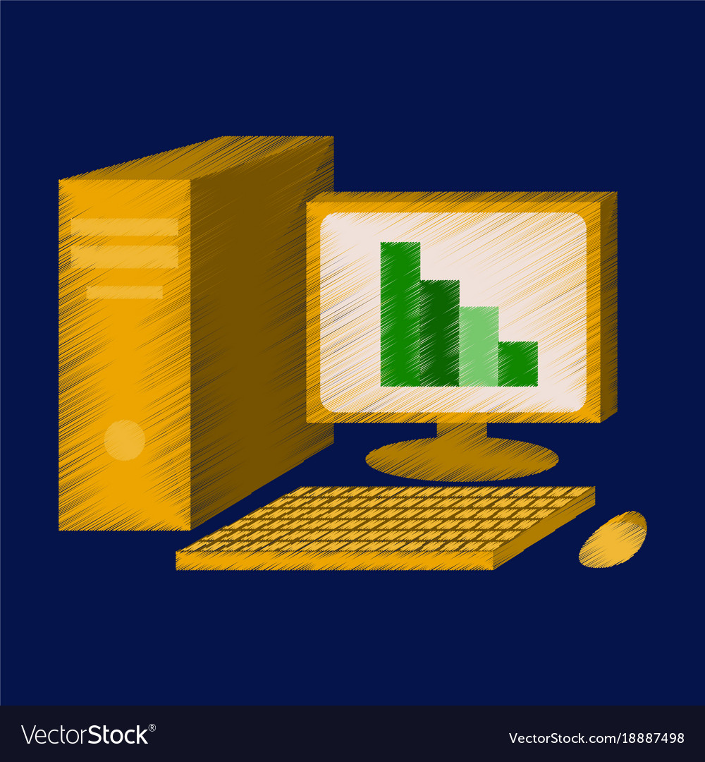 Flat shading style icon office computer