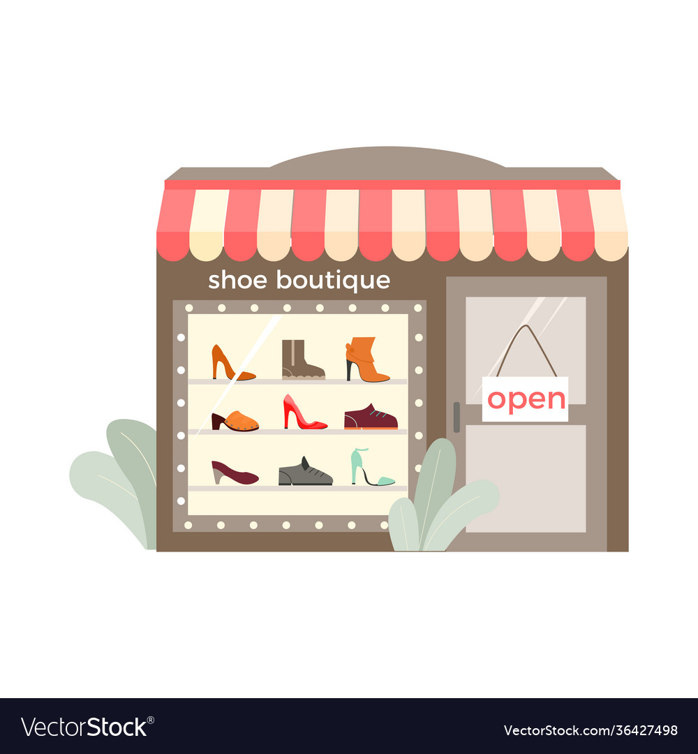 Footwear shop storefront composition Royalty Free Vector