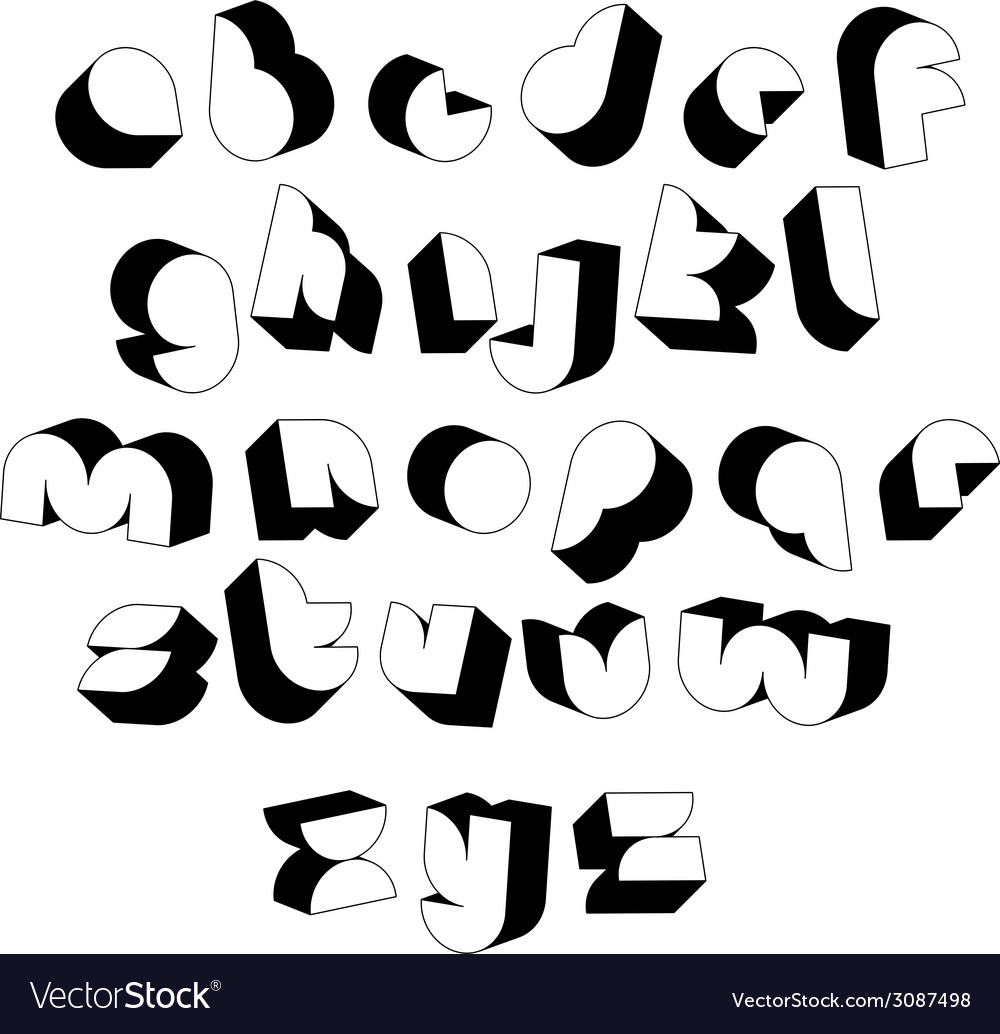 Futuristic Black And White 3d Font Royalty Free Vector Image