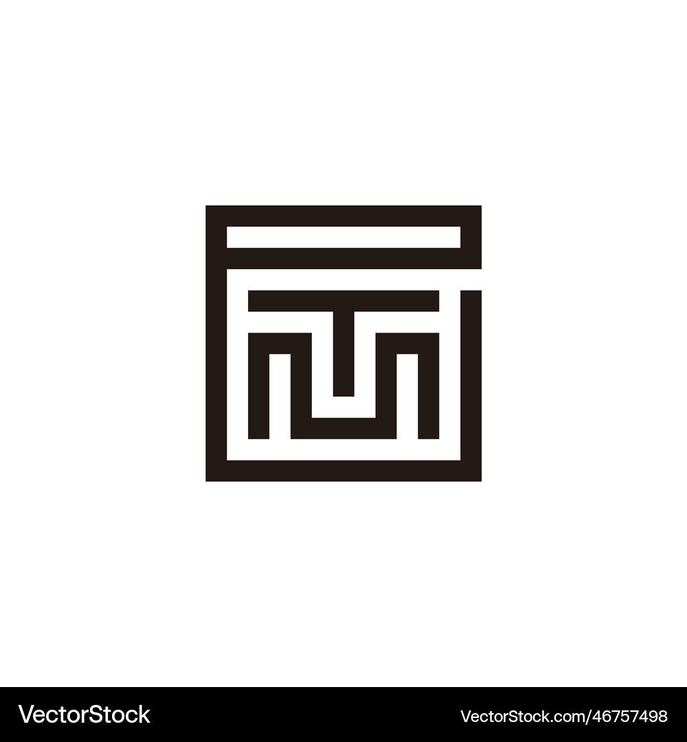 Letter t and m in e square geometric symbol Vector Image