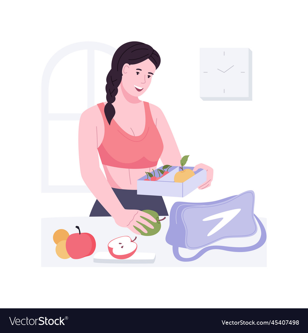 Packing healthy lunchbox isolated cartoon Vector Image