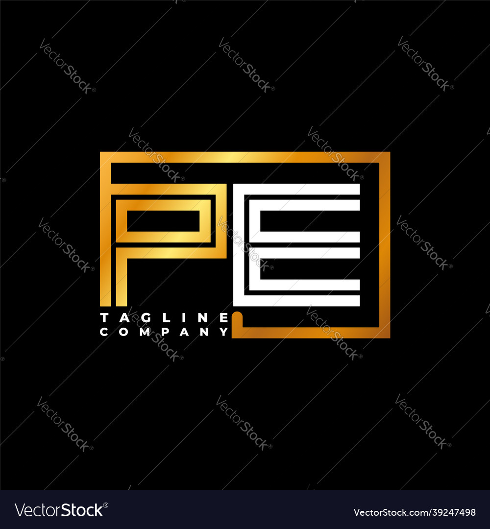 Pe letter golden shape line