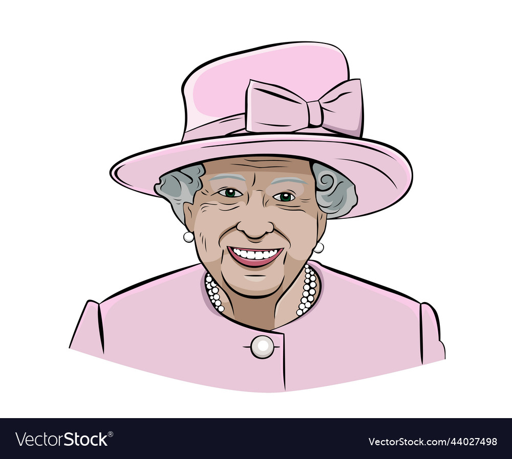 Queen elizabeth face portrait with pink suit Vector Image