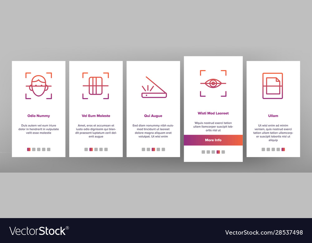 Scan reading onboarding icons set vector image Scan reading onboarding icons set