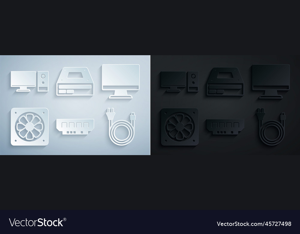 Set ram random access memory computer monitor vector image Set ram random access memory computer monitor