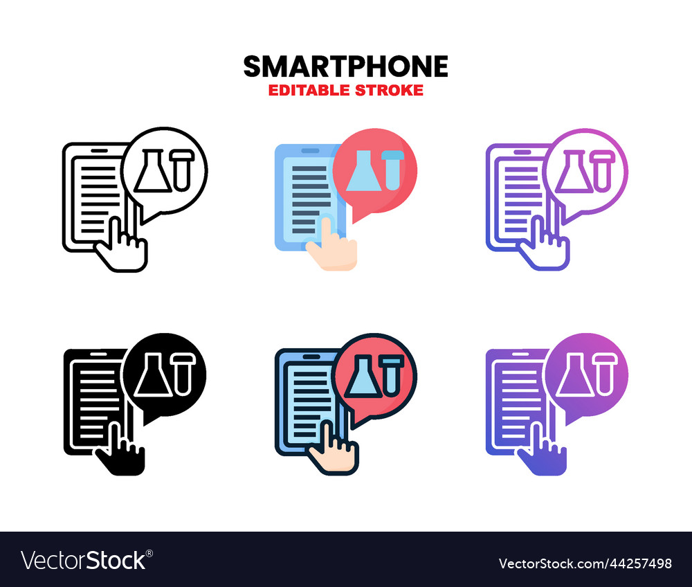 Smartphone icon set with different styles vector image Smartphone icon set with different styles