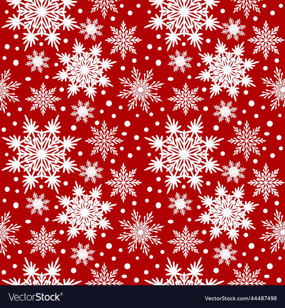 Snowflake pattern red seamless vector image Snowflake pattern red seamless