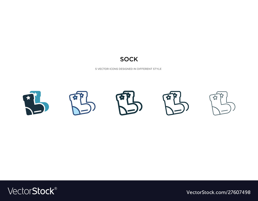Sock icon in different style two colored