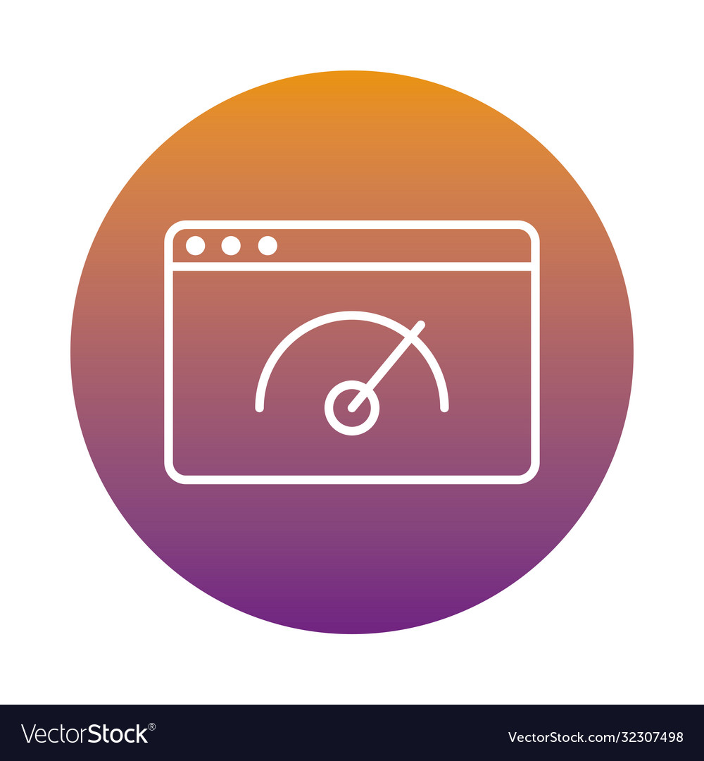 Speed gauge in webpage block style icon Vector Image Speed gauge in webpage block style icon