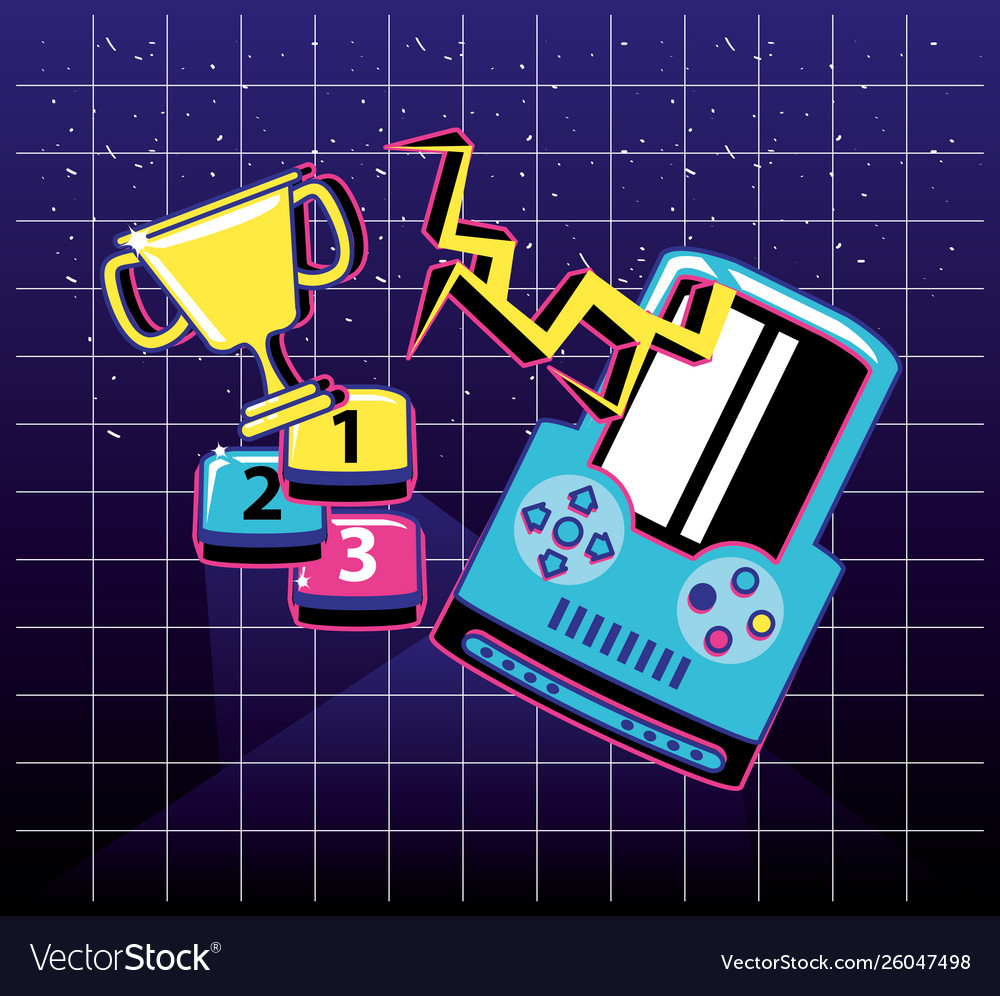 Video game handle retro style with icons