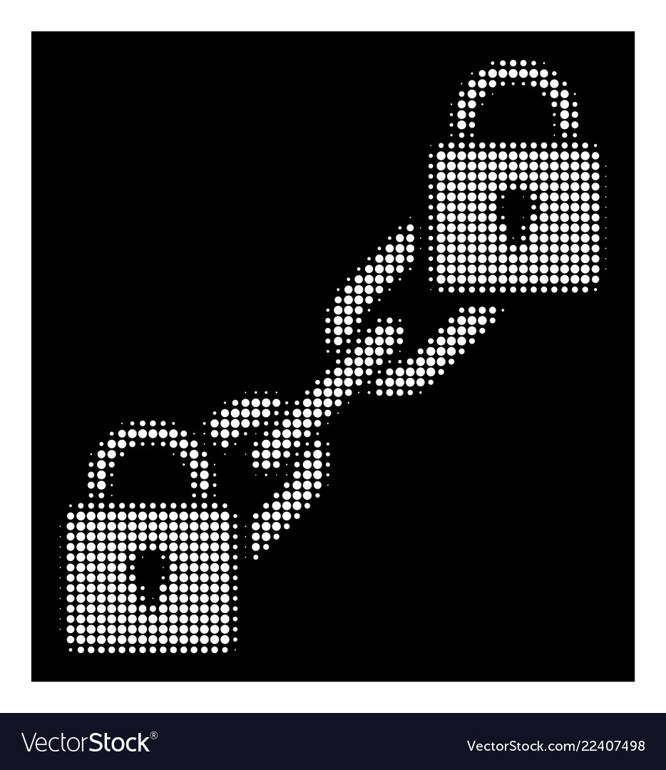 White halftone lock blockchain icon vector image White halftone lock blockchain icon
