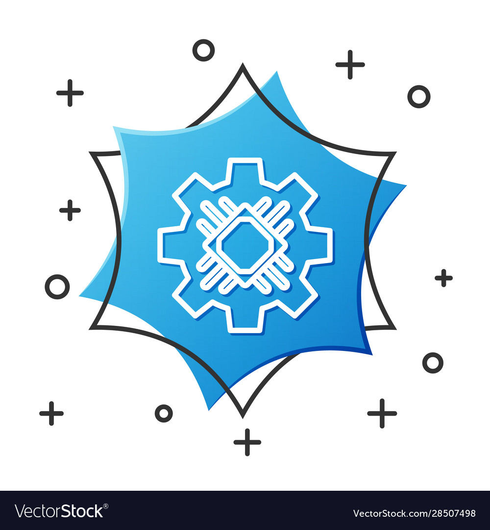 White line processor icon isolated on