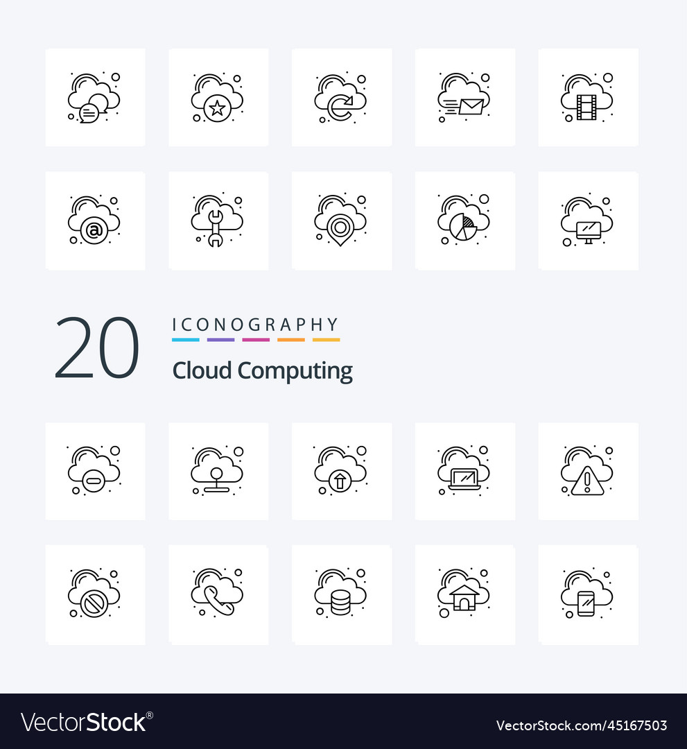 20 cloud computing line icon pack like error