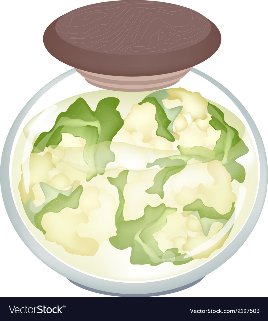 A jar of delicious pickled white cauliflower