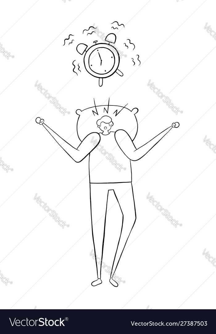 Alarm goes off in morning and man who Royalty Free Vector