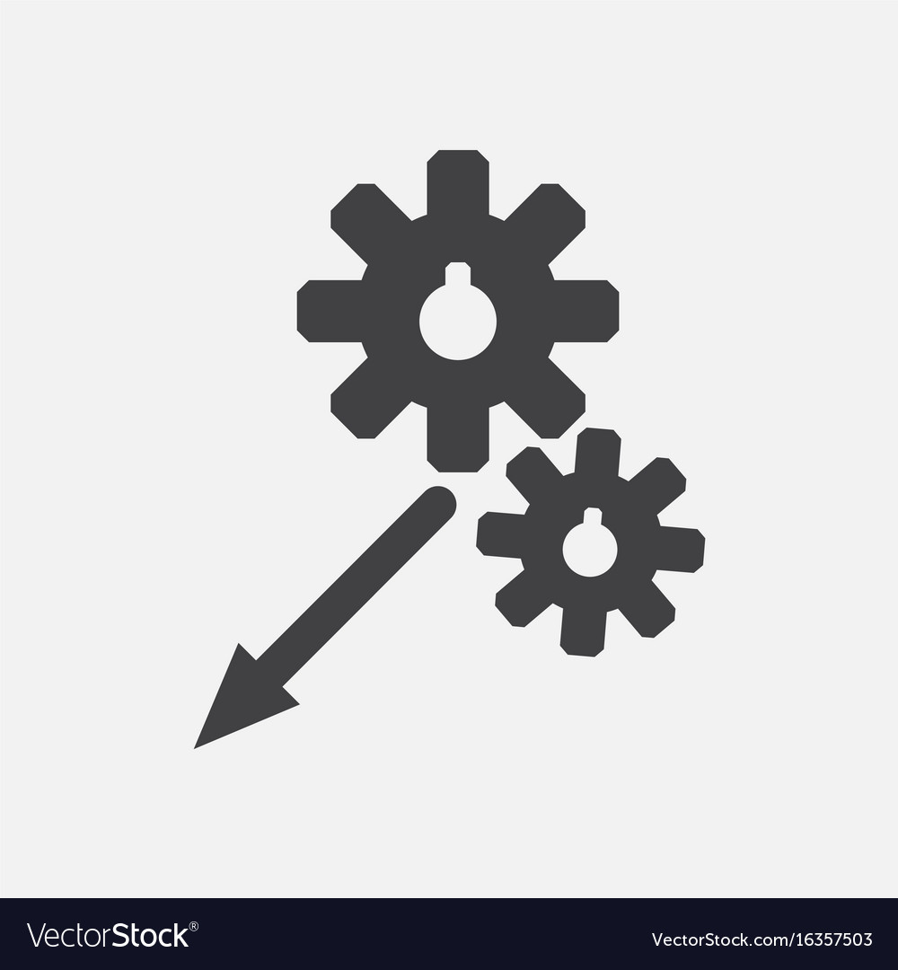 Black icon on white background two gears