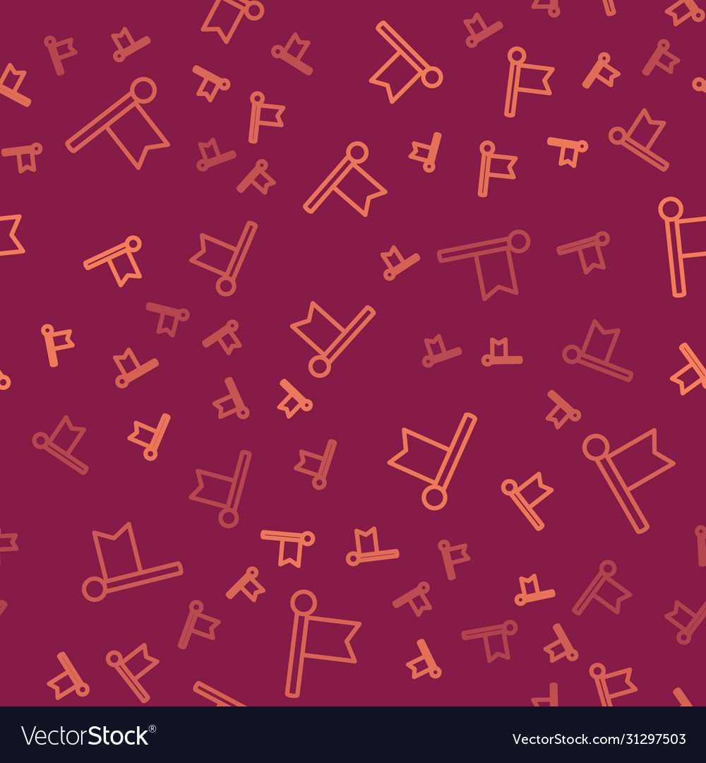 Brown line flag icon isolated seamless pattern Vector Image Brown line flag icon isolated seamless pattern
