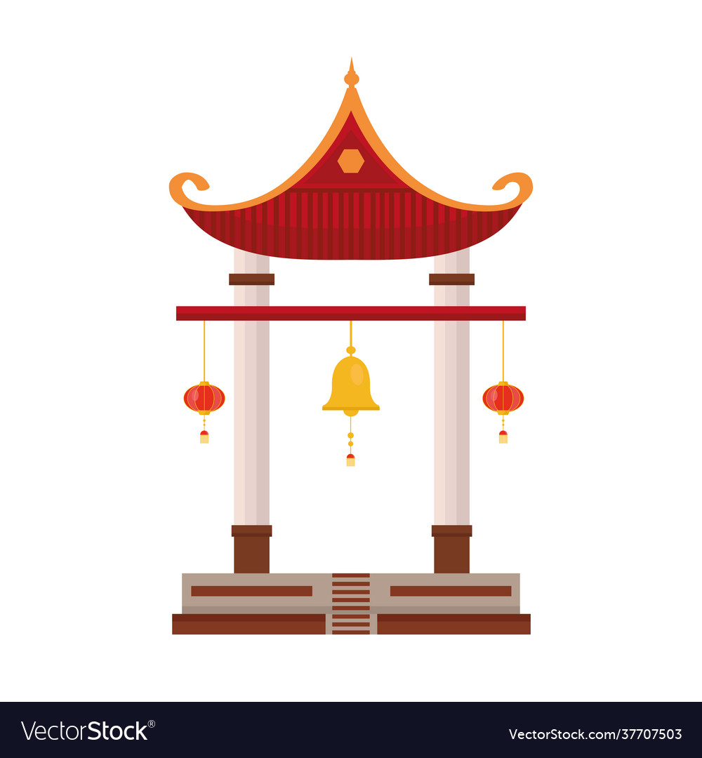 Chinese Gate With Bell Royalty Free Vector Image