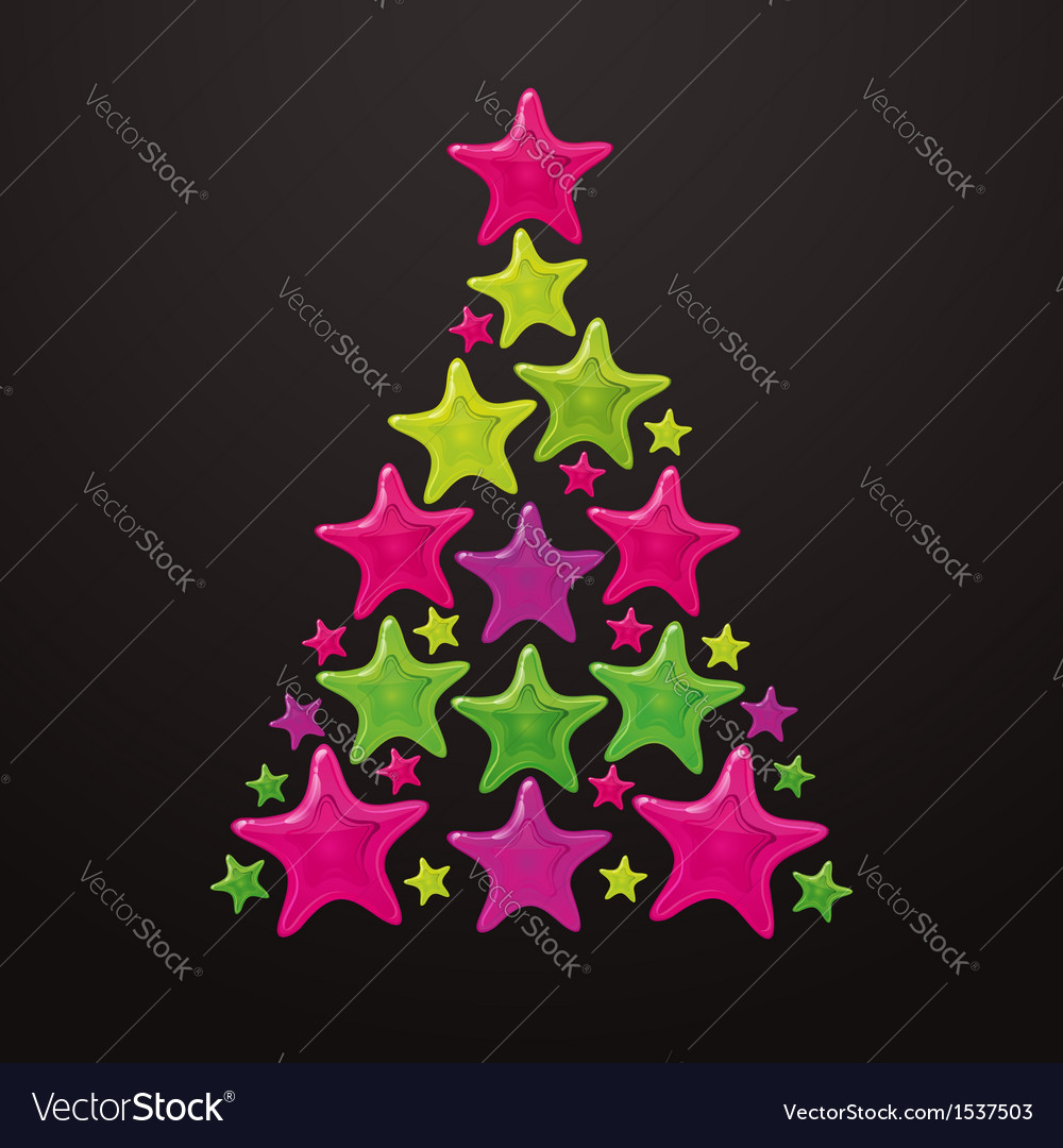 Christmas Tree Made Of Stars Vector Image Christmas Tree Made Of Stars Vector Image