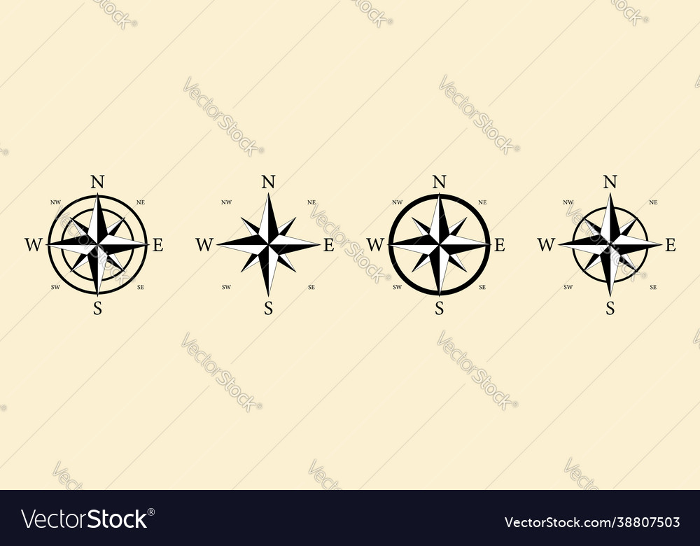 Compass icon nautical with north south Royalty Free Vector