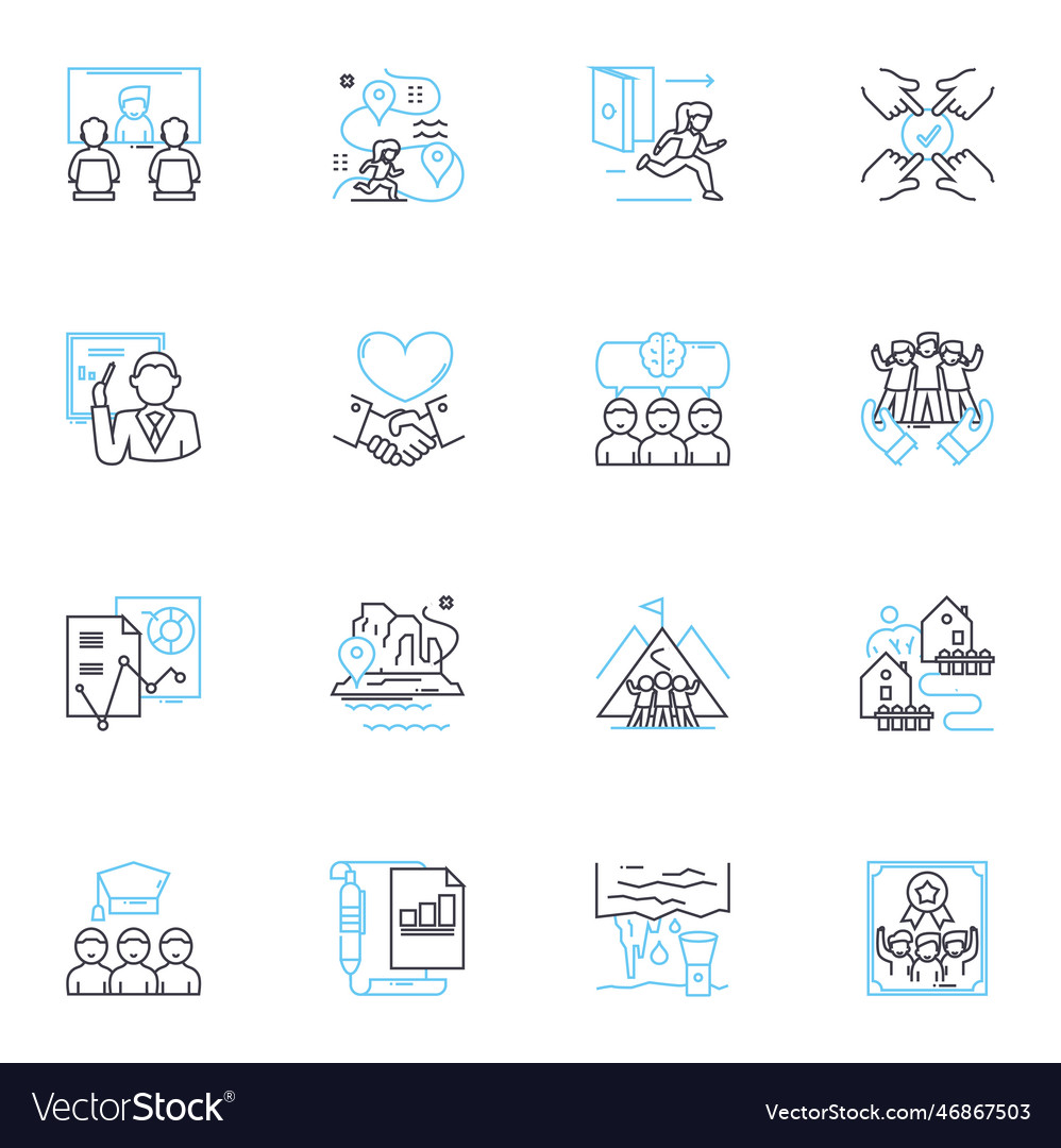 Gathering linear icons set congregation assembly vector image Gathering linear icons set congregation assembly