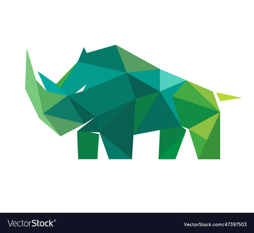 Green geometric rhinoceros polygons icon