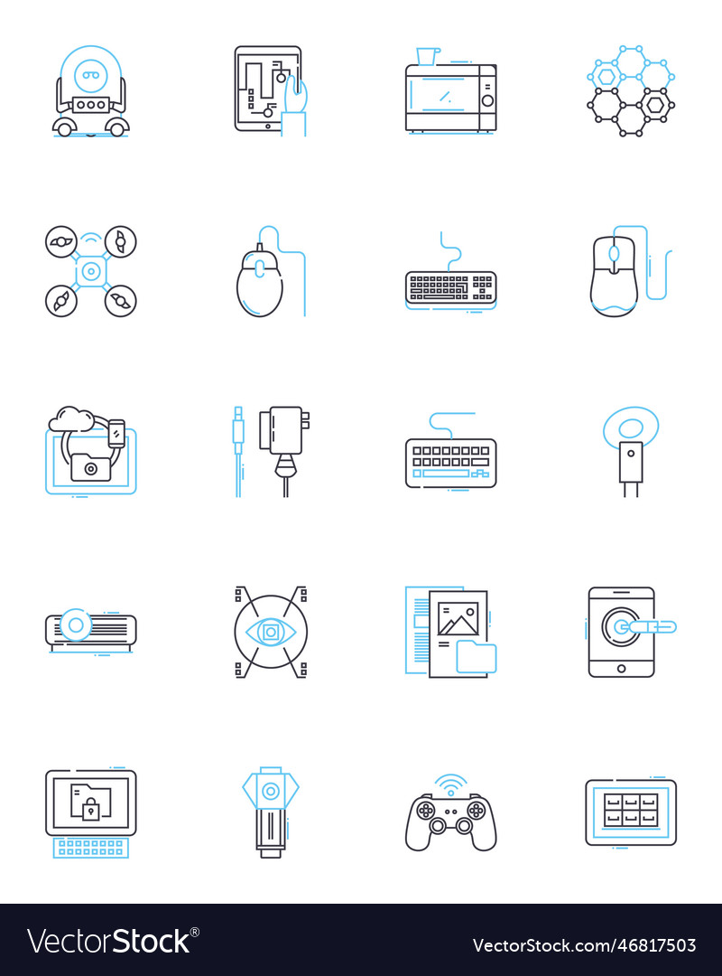 Information devices linear icons set tablet vector image Information devices linear icons set tablet