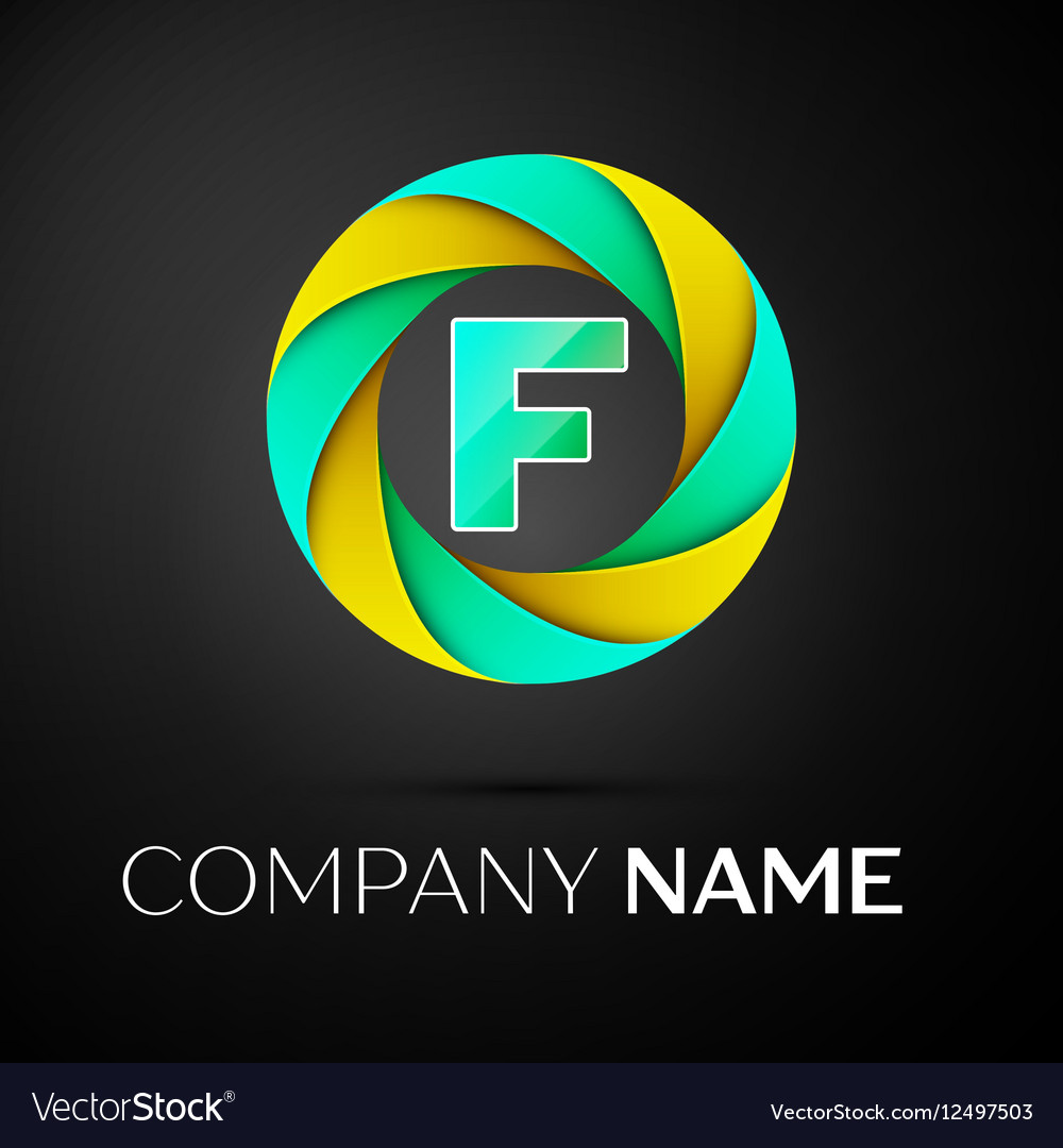 Letter f logo symbol in the colorful circle