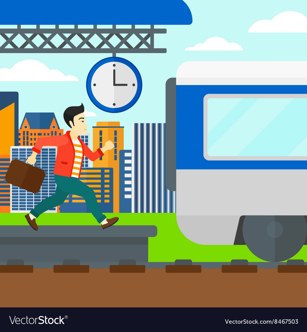 Man running along the platform