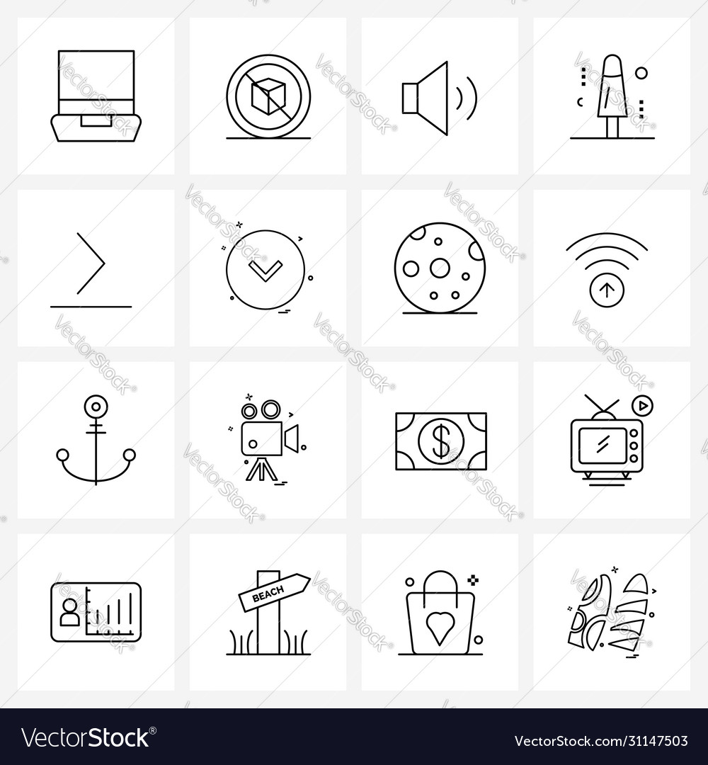 Modern style set 16 line pictograph grid based