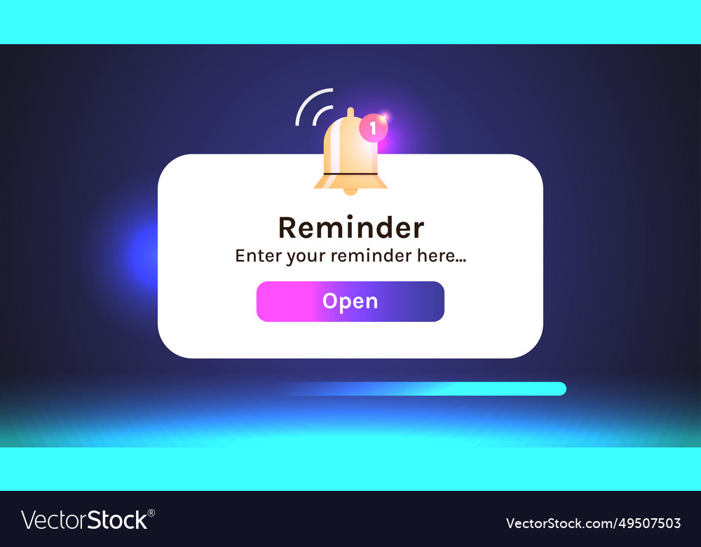 Reminder notification page with floating elements
