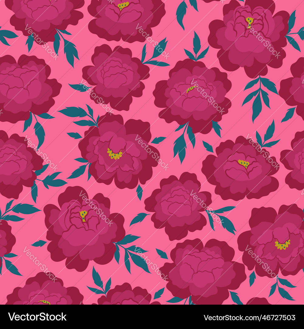 Seamless pattern with pink peonies Royalty Free Vector Image