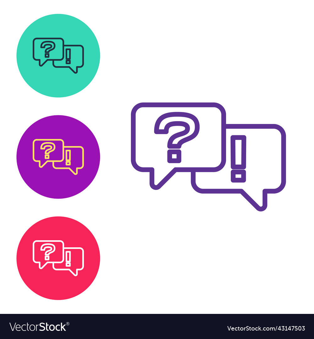 Set line speech bubbles with question and answer