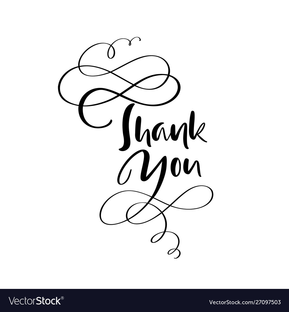 Thank you handwritten dark Royalty Free Vector Image