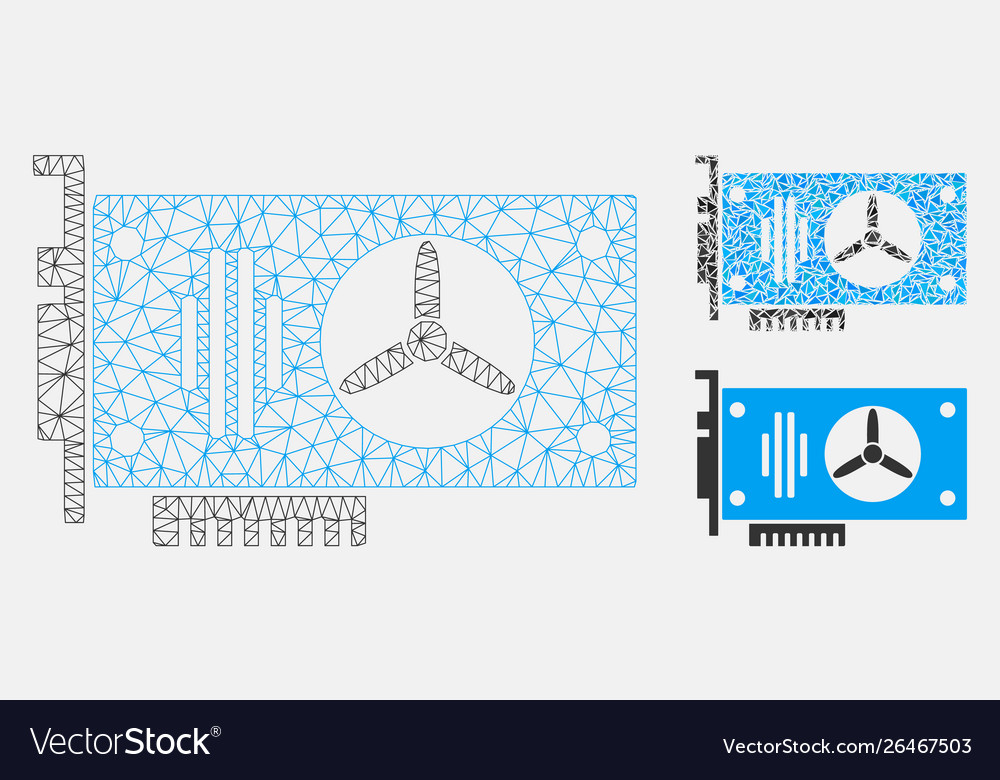 Videocard mesh network model and triangle vector image Videocard mesh network model and triangle