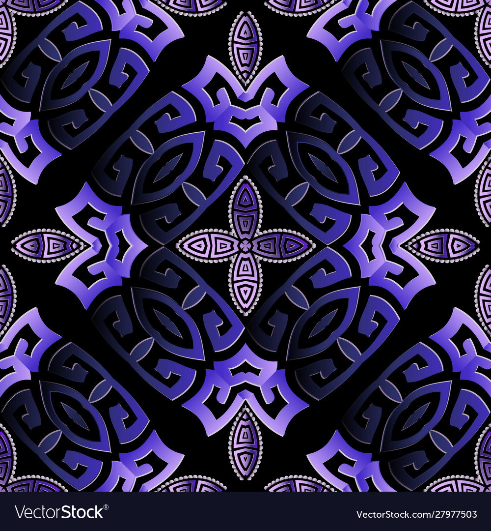 Violet blue 3d ornamental greek seamless Vector Image