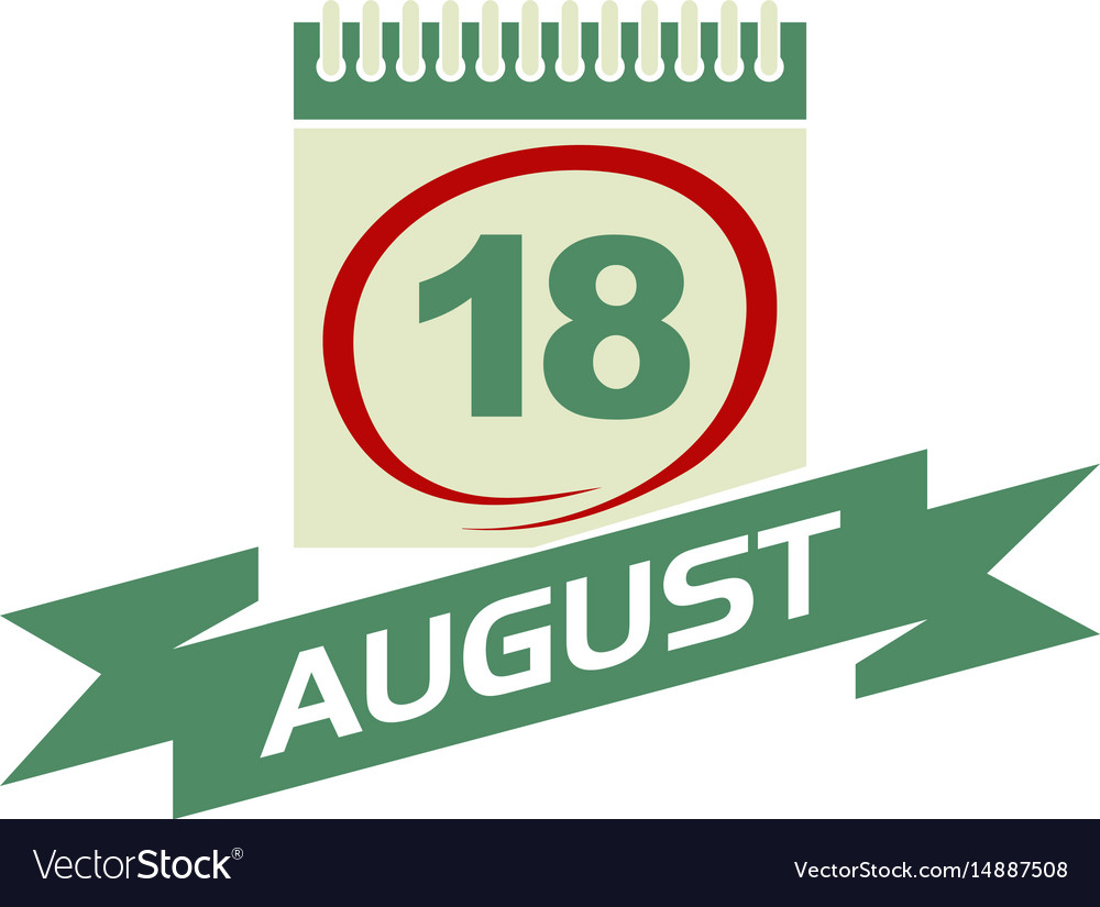 18 august calendar with ribbon